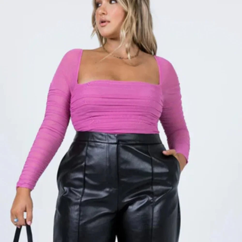 PRINCESS POLLY Delany Mesh Ruched Bodysuit - 4